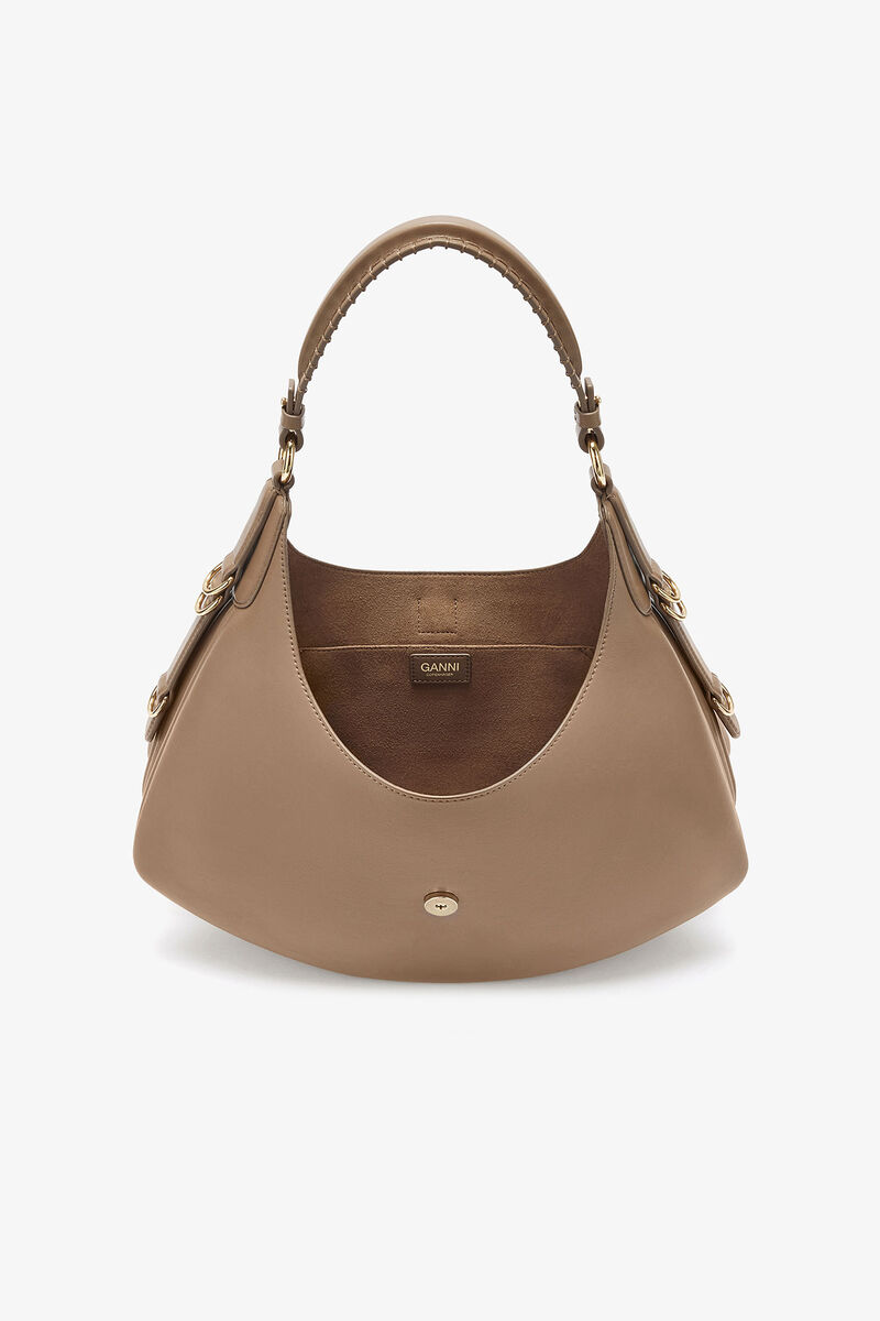 Small Kat Bag in Brown, Recycled Leather, in colour Coca Mocha - 3 - GANNI