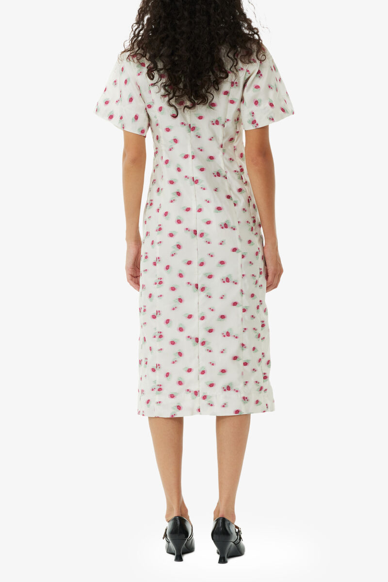 Floral Organza Jacquard Midi Dress, Recycled Polyester, in colour Tofu - 4 - GANNI