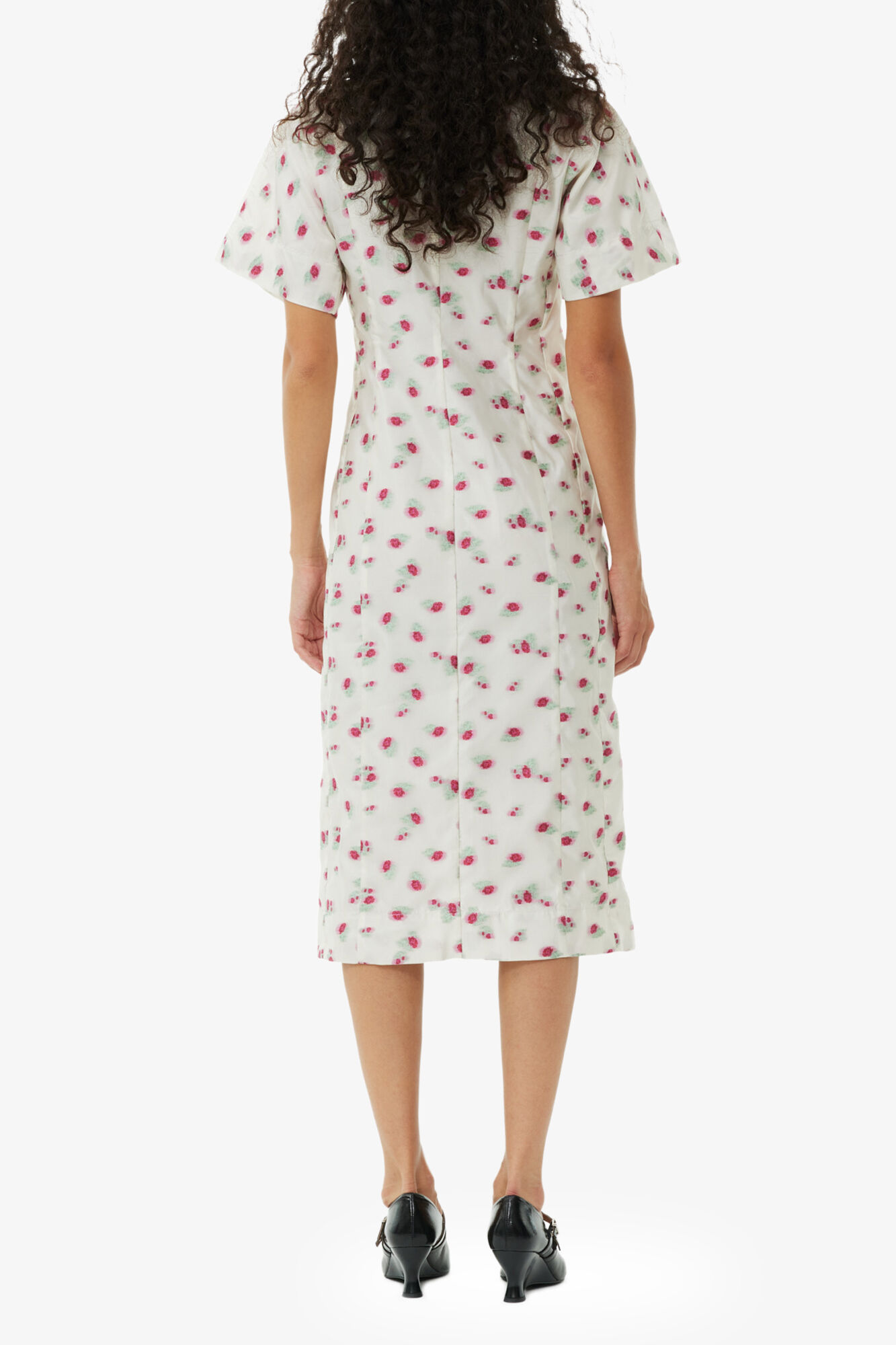 Floral Organza Jacquard Midi Dress, Recycled Polyester, in colour Tofu - 4 - GANNI