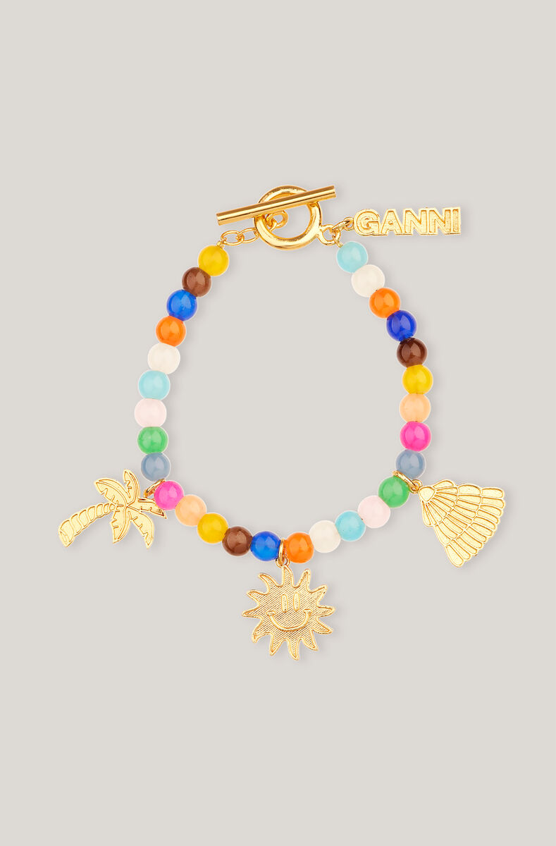 Bracelet à breloques en perles, Brass, in colour Multicolour - 1 - GANNI