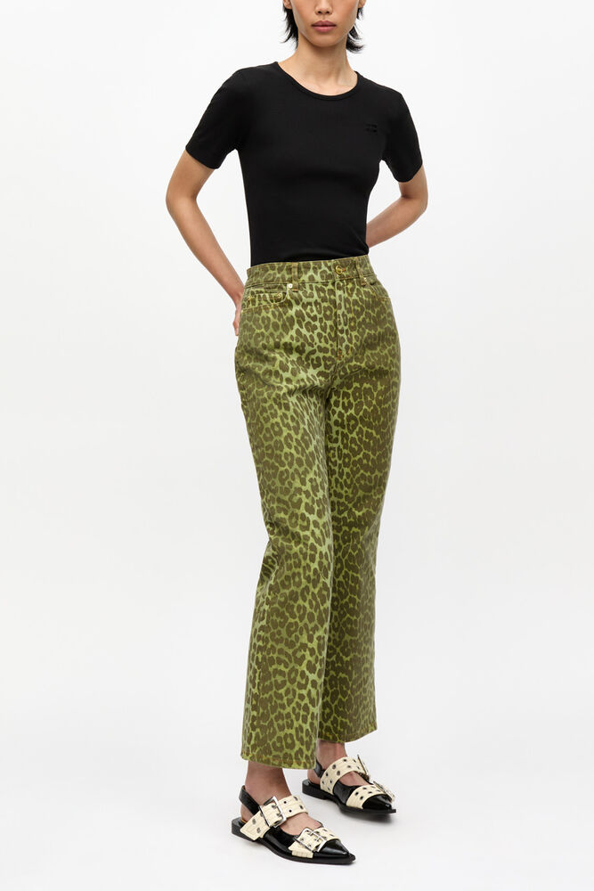 Green Leopard Betzy Jeans, Celery