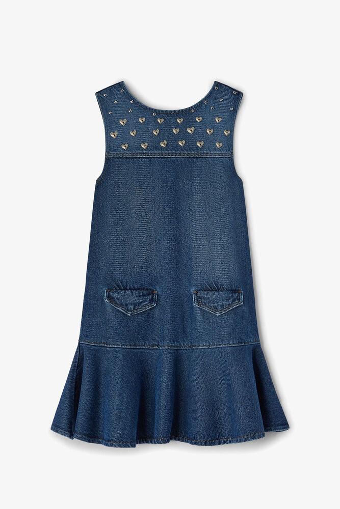 Dress in Studded Denim, Khaki