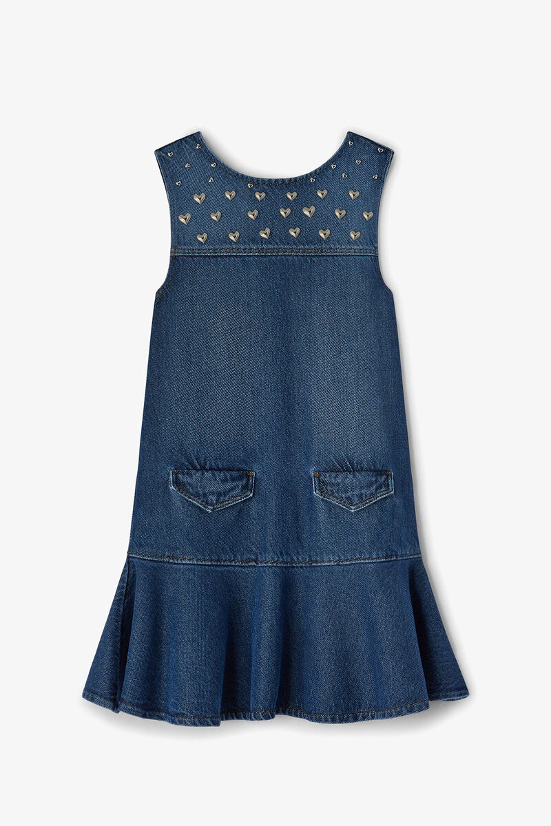 Dress in Studded Denim, Organic Cotton, in colour Khaki - 1 - GANNI