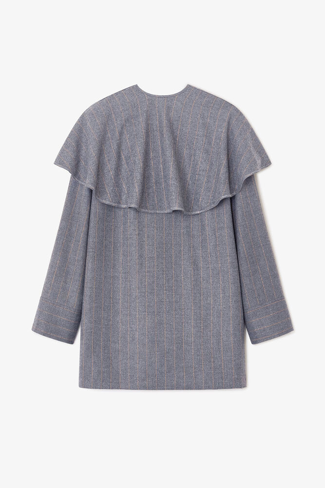 Grey Stripe Circle Collar Dress, Pewter