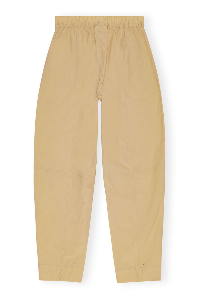 Beige Elasticated Curve-bukse, Cotton, in colour Safari - 2 - GANNI