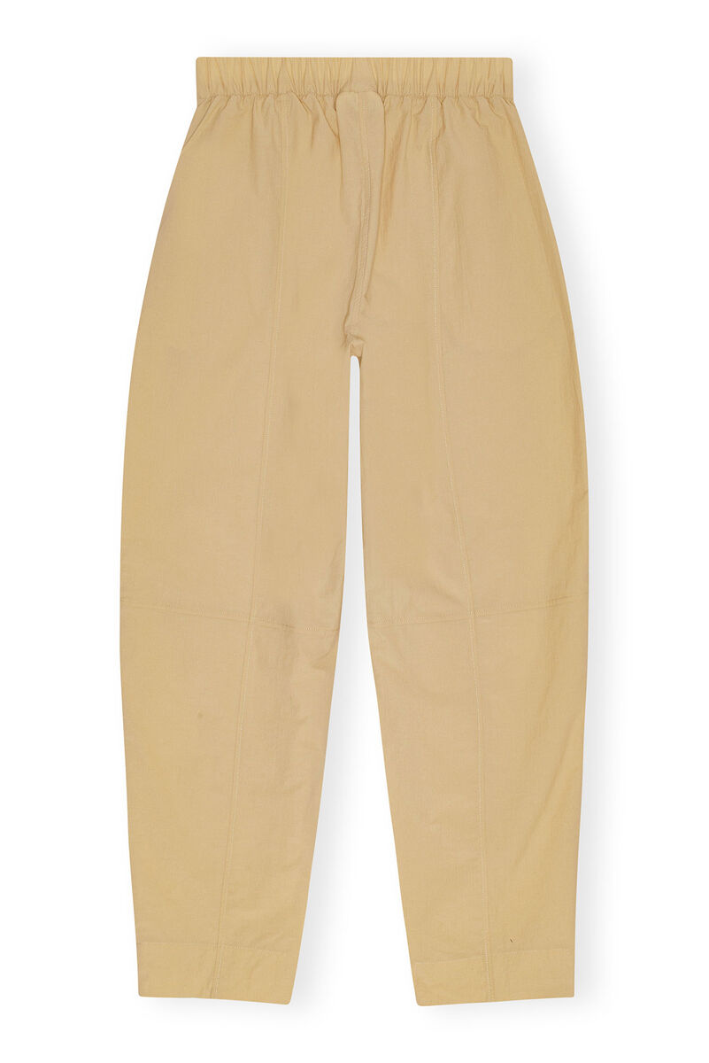 Pantalon Beige Elasticated Curve, Cotton, in colour Safari - 2 - GANNI