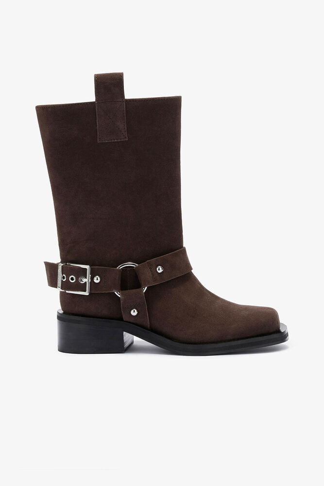 Bikerboots med mellanhögt skaft i brunt, Chicory Coffee