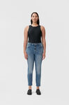 Comfort Stretch Cutye Cropped, Cotton, in colour Mid Blue Vintage - 1 - GANNI