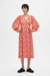 Slå-om-midikjole i crepe med knapper, Polyester, in colour Mini Floral Orangedotcom - 1 - GANNI