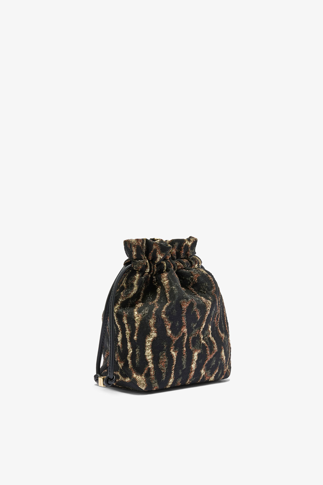 Metallic Bou Bucket Cloque Pouch, in colour Antique Bronze - 2 - GANNI