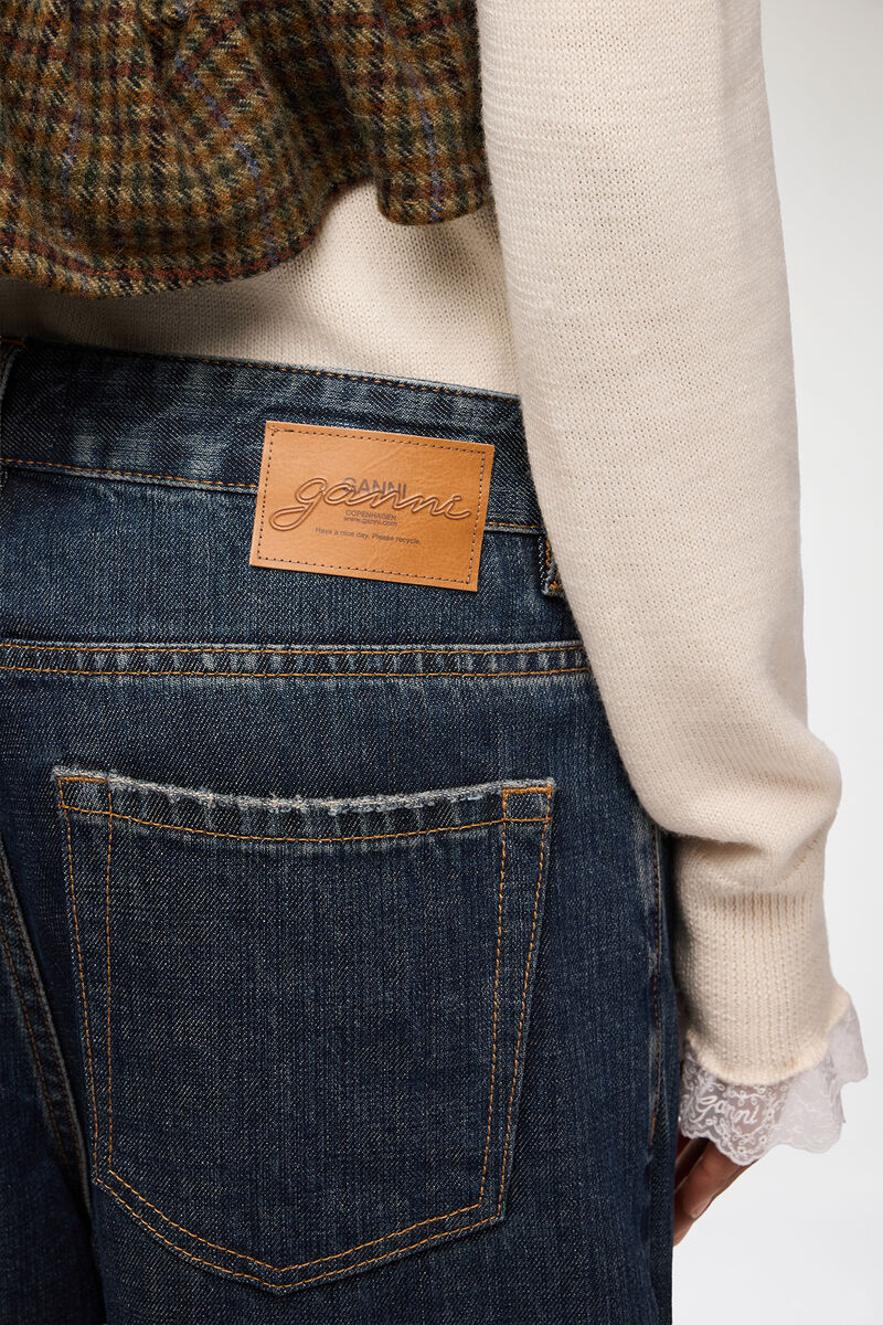 Audri-Jeans aus strukturiertem Slub-Denim, Recycled Cotton, in colour Dark Blue Vintage - 4 - GANNI