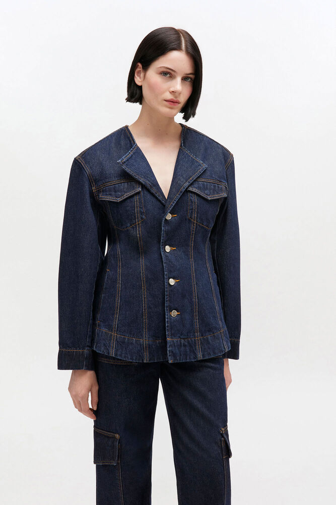 Dark Rinse Denim Blazer, Rinse