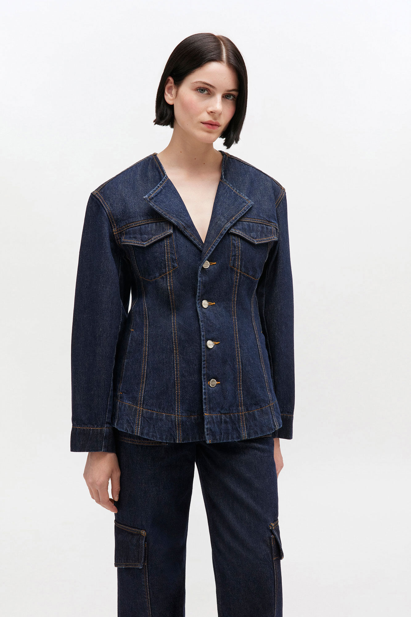 Dark Rinse Denim Blazer, in colour Rinse - 1 - GANNI