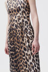 Crinkled Satin Crinkled Satin Open Back Dress, Polyester, in colour Maxi Leopard - 3 - GANNI