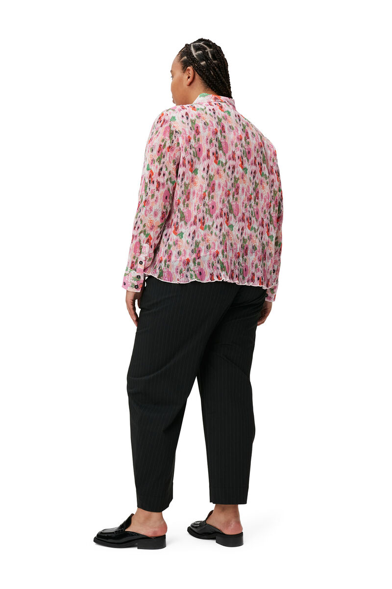 Stripe Mid Waist Pants, Elastane, in colour Black - 6 - GANNI