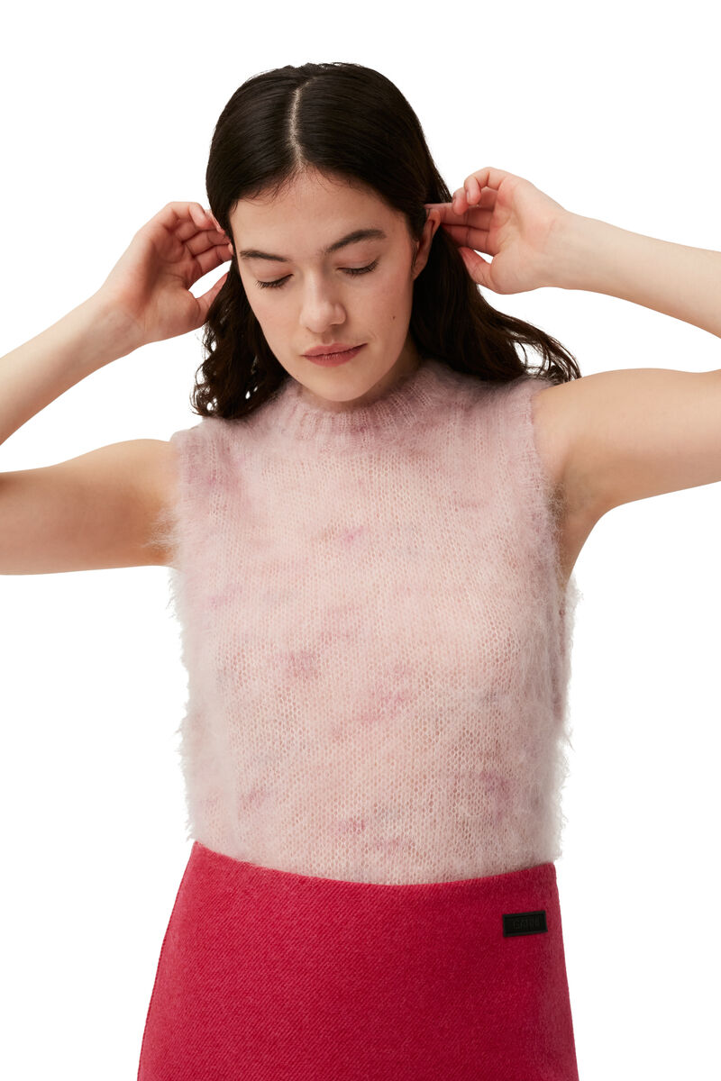 Brushed Vest, Mohair, in colour Lilac Sachet - 6 - GANNI