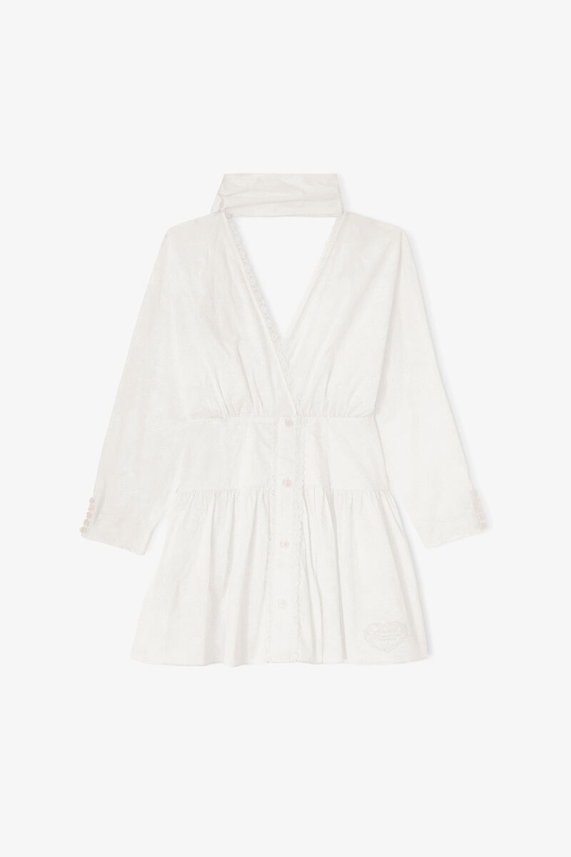 Dress in White Cotton, Organic Cotton, in colour Bright White - 1 - GANNI