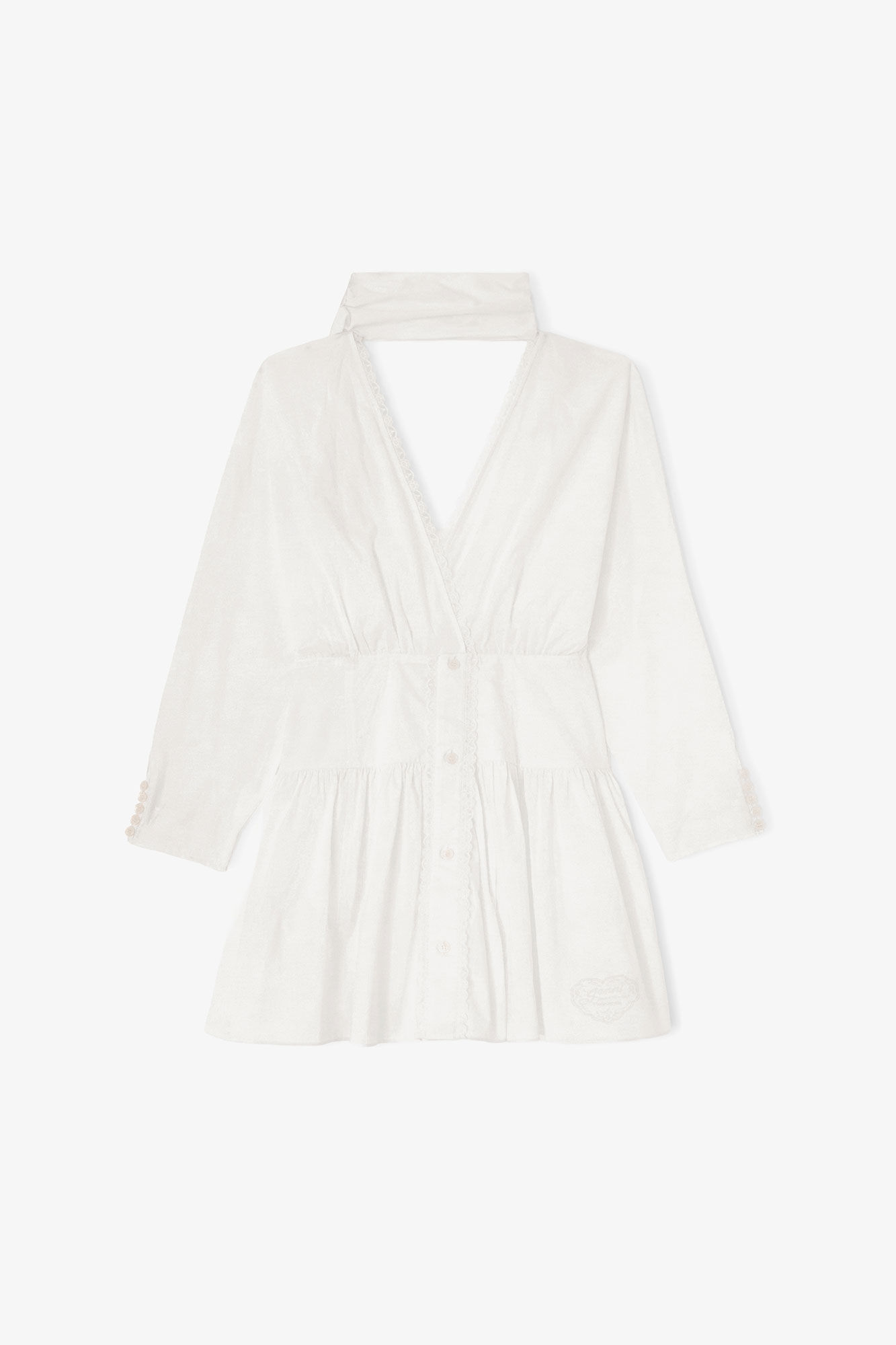 Dress in White Cotton, Organic Cotton, in colour Bright White - 1 - GANNI