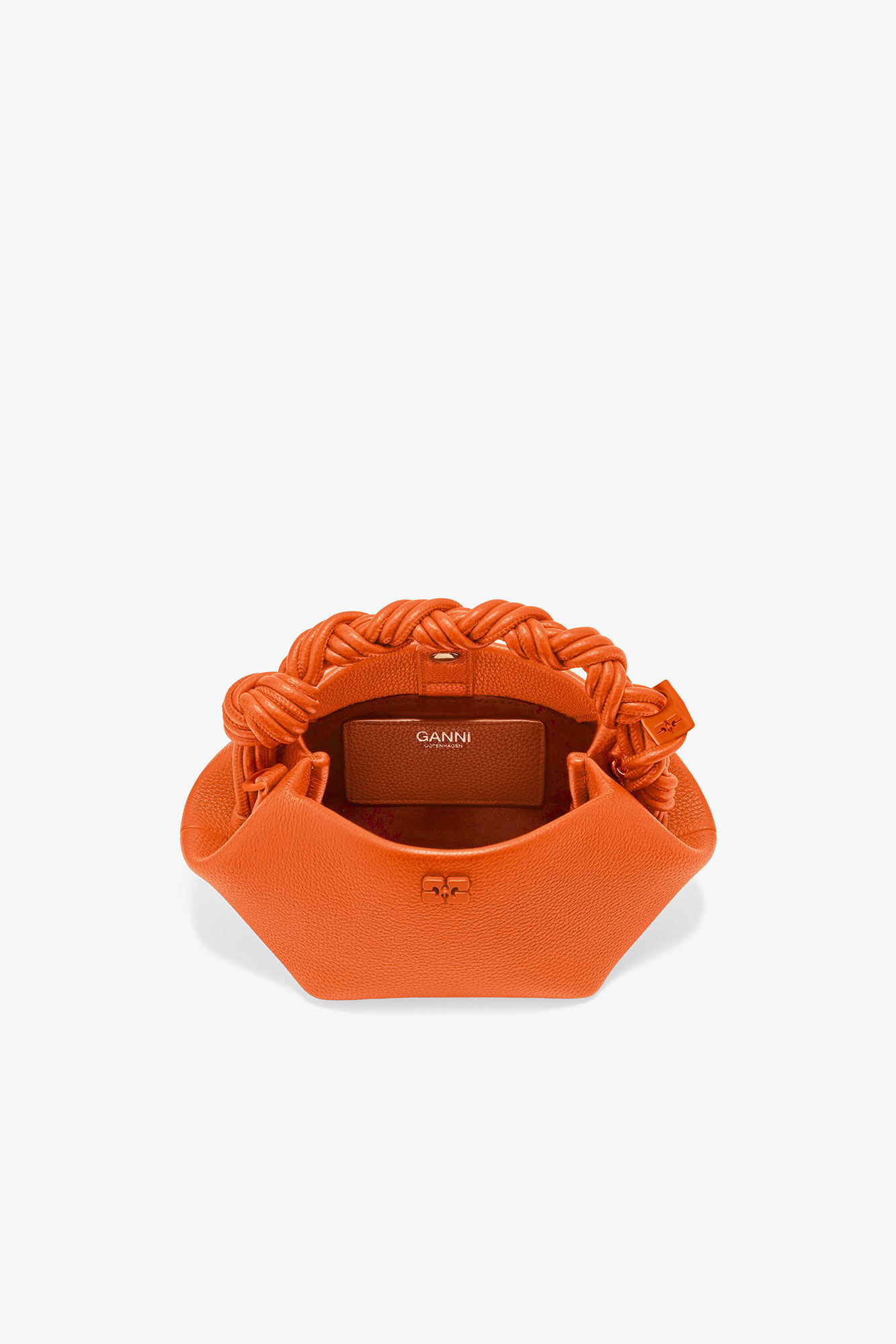 Genarbte, GANNI Mini-Bou-Tasche in Orange, Polyurethane, in colour Russet Orange - 3 - GANNI