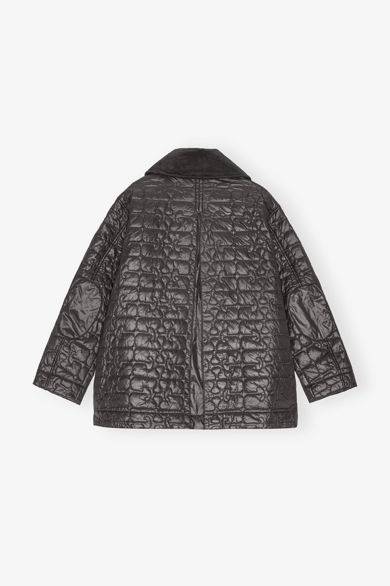 Veste midi matelassée noir brillant, Nylon, in colour Phantom - 2 - GANNI