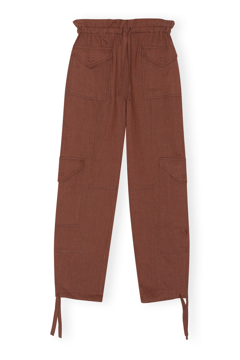 Pantalon cargo en chanvre, Hemp, in colour Root Beer - 1 - GANNI