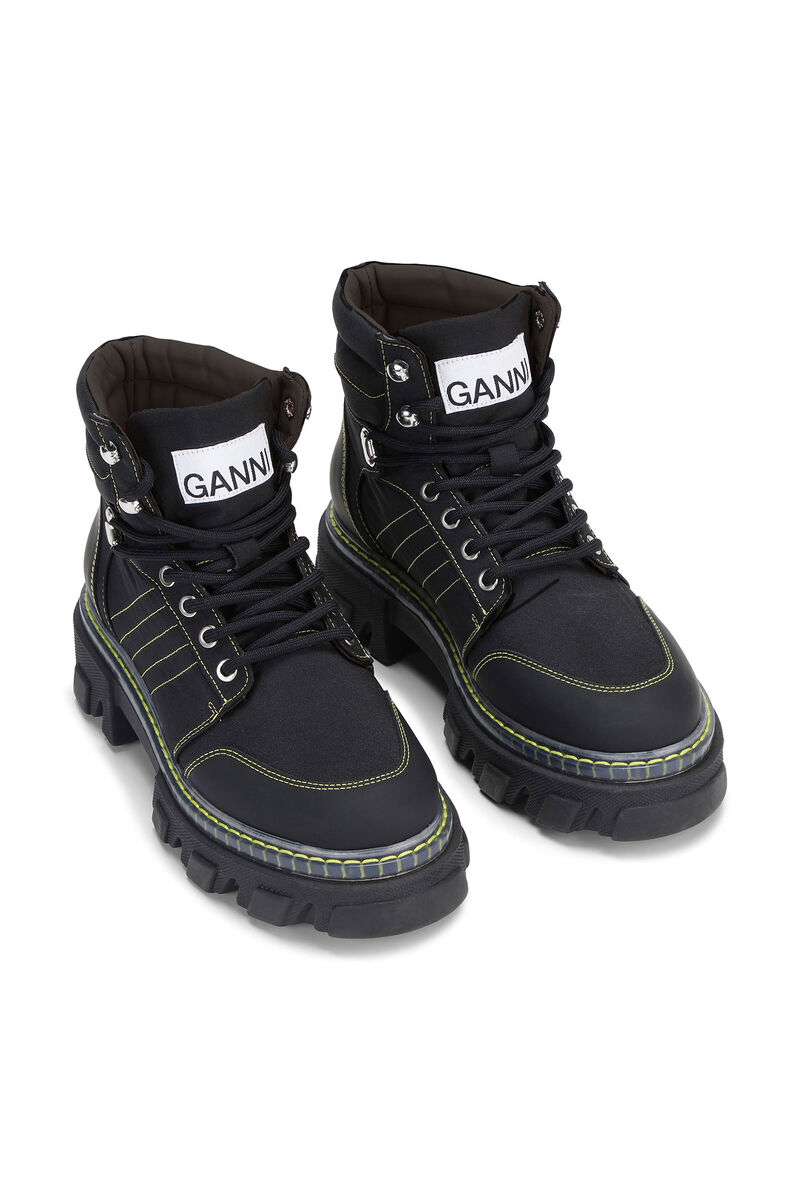 ganni cleated lace up hiking boot