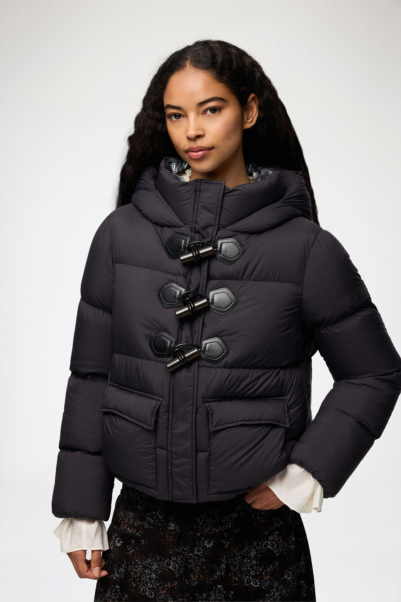 Mini puffer i Future nylon, Recycled Polyamide, in colour Phantom - 1 - GANNI