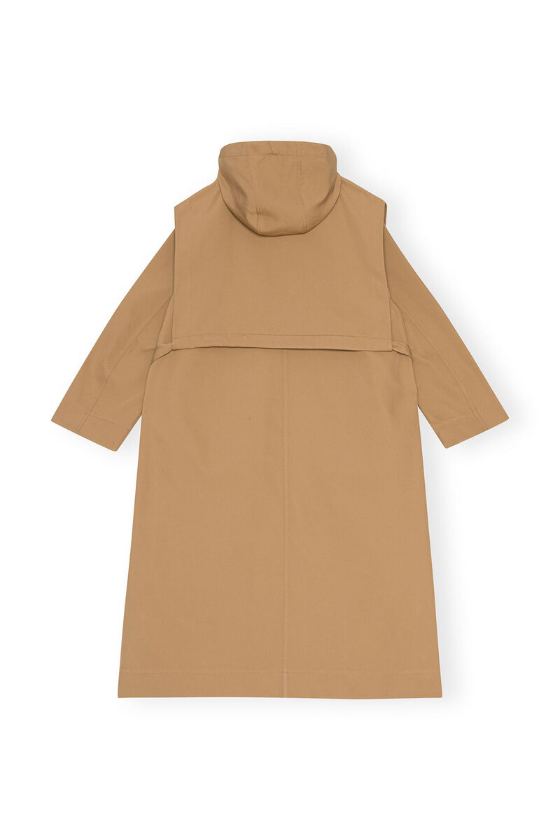 Heavy Twill Oversized Coat, Recycled Polyester, in colour Petrified Oak - 2 - GANNI