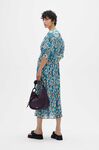 V-Neck Midi Dress, Polyester, in colour Floral Azure Blue - 2 - GANNI