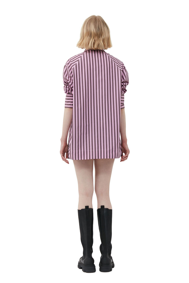 Striped Cotton Oversize Raglan Shirt, Cotton, in colour Bonbon - 2 - GANNI