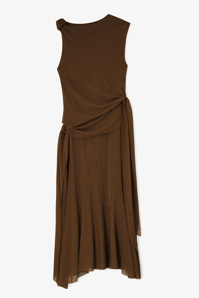 Long Dress in Marl Mesh, Demitasse