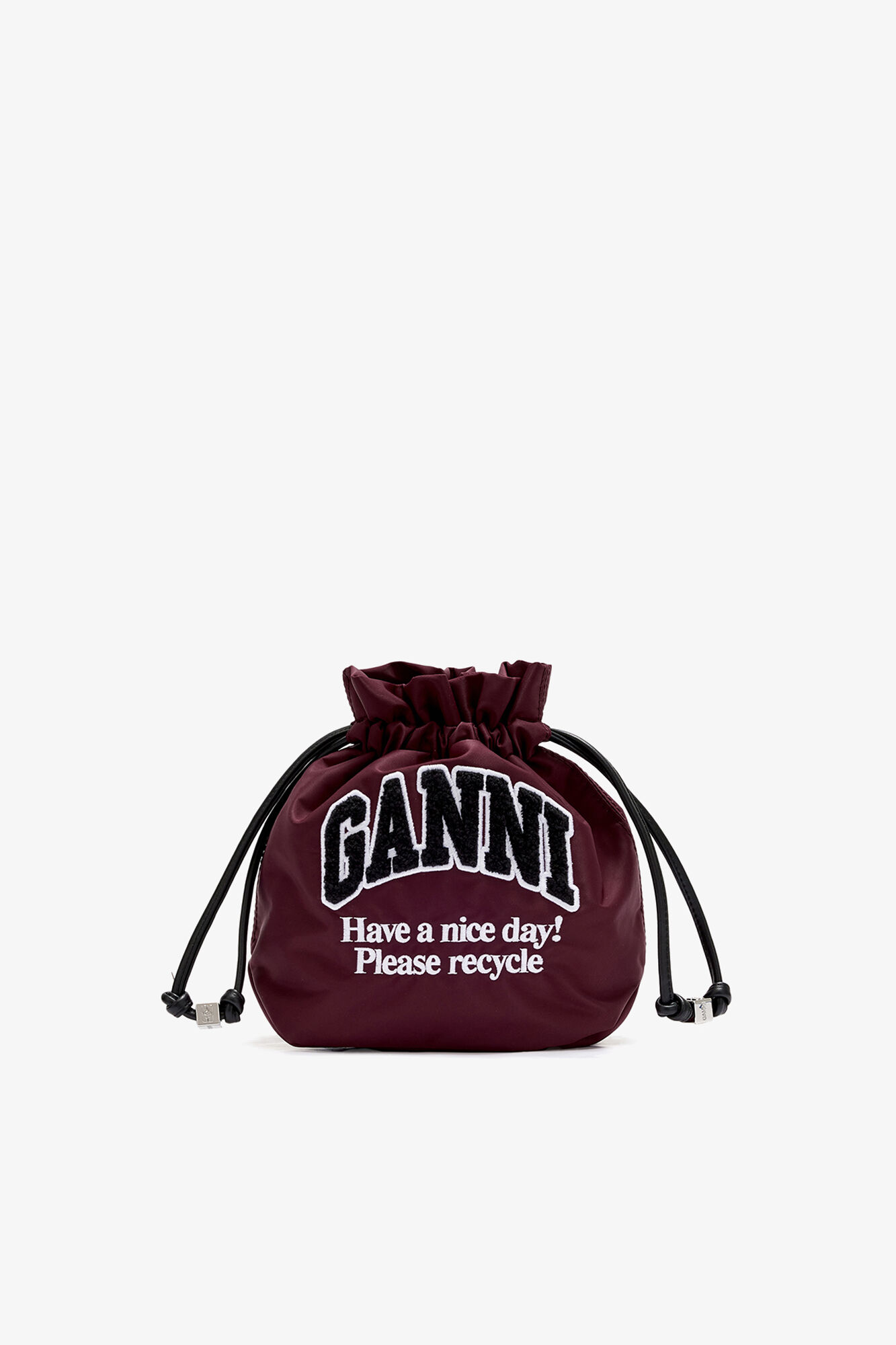 Pouch in Red Nylon, Recycled Polyamide, in colour Windsor Wine - 1 - GANNI