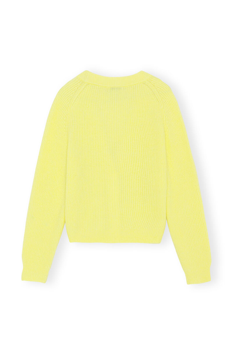 Wool Cardigan, Alpaca, in colour Elfin Yellow - 2 - GANNI