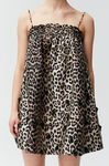 Embellished Babydoll Mini Dress, Polyamide, in colour Leopard - 4 - GANNI