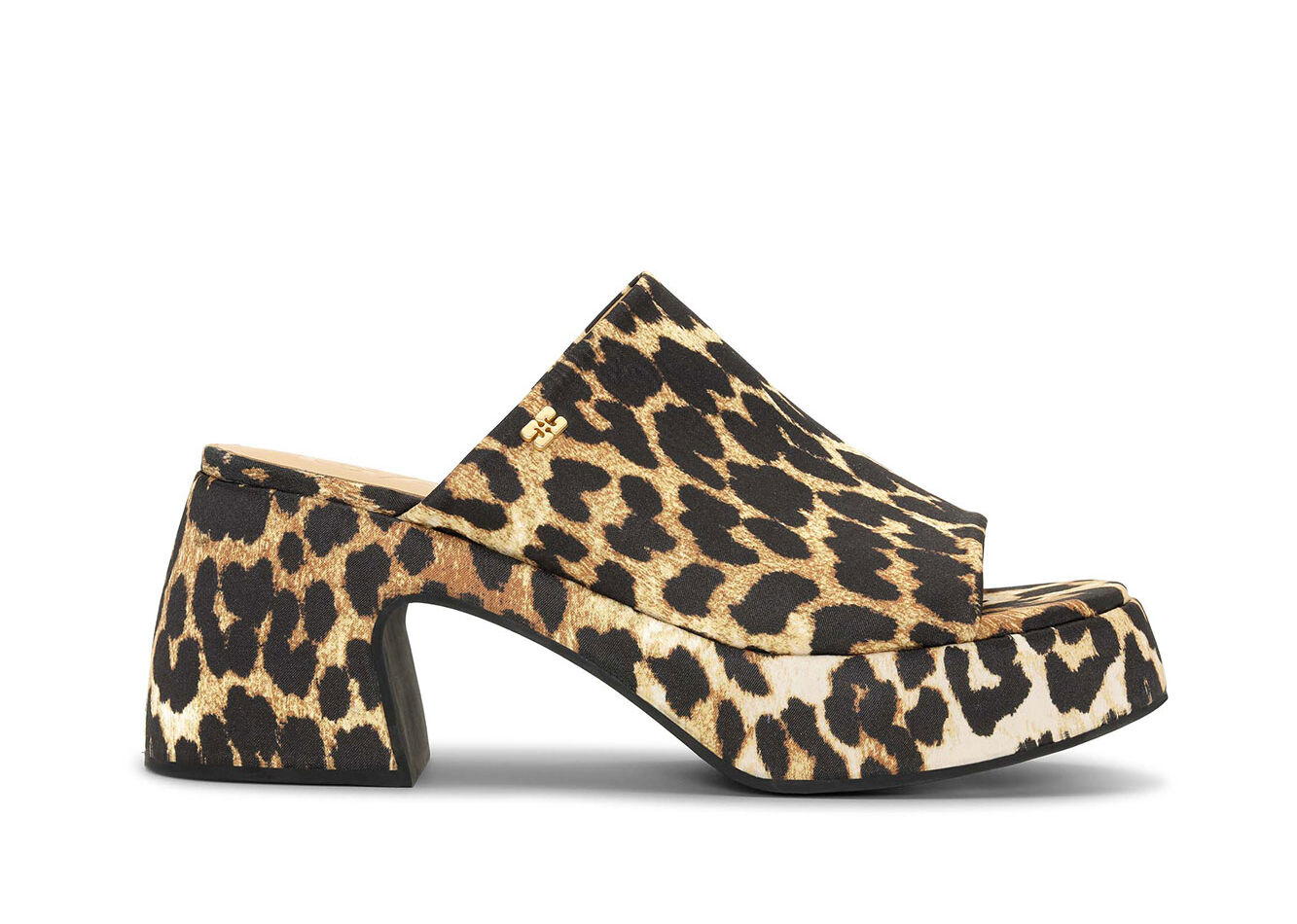 Leopard Butterfly Platform Satin Sandals, Polyester, in colour Leopard - 1 - GANNI