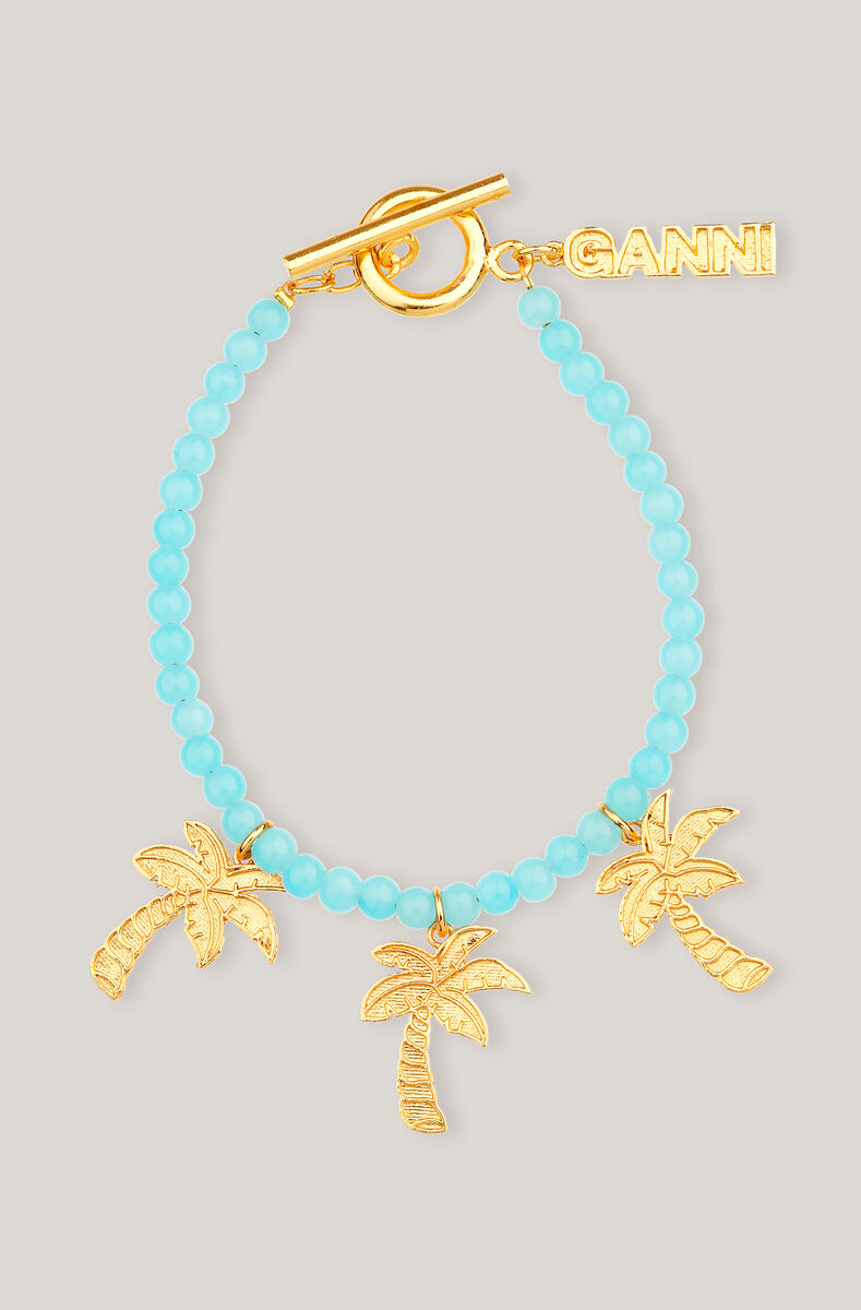 Charm-Perlenarmband, Brass, in colour Aquarius - 1 - GANNI