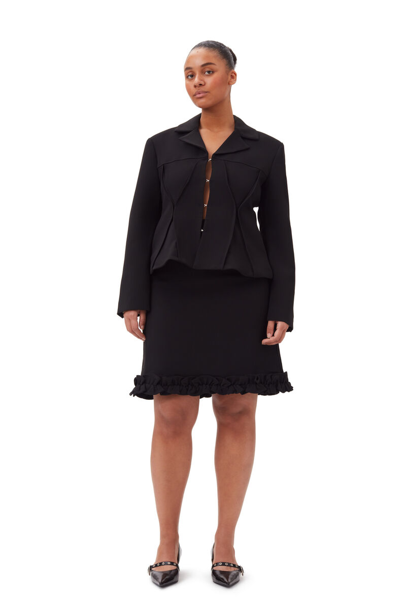 Black Bonded Crepe Skirt, Polyester, in colour Black - 5 - GANNI