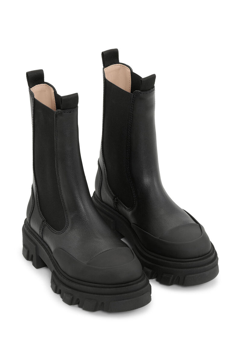 Ohoskin mellanhöga Chelsea Boots med grova sulor, Ohoskin™, in colour Black - 3 - GANNI