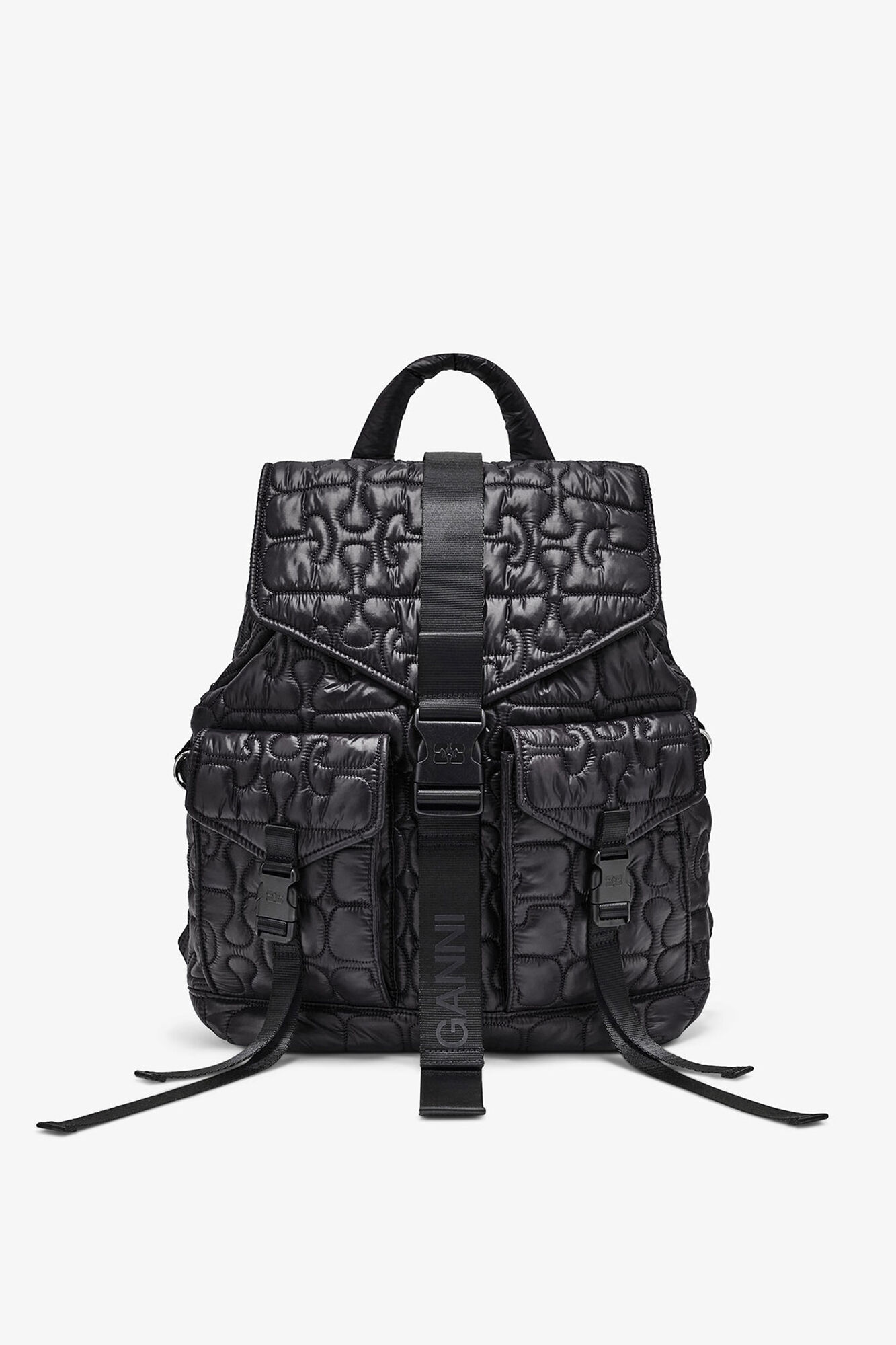 Gesteppter Re-Tech-Rucksack, Recycled Polyamide, in colour Black - 1 - GANNI