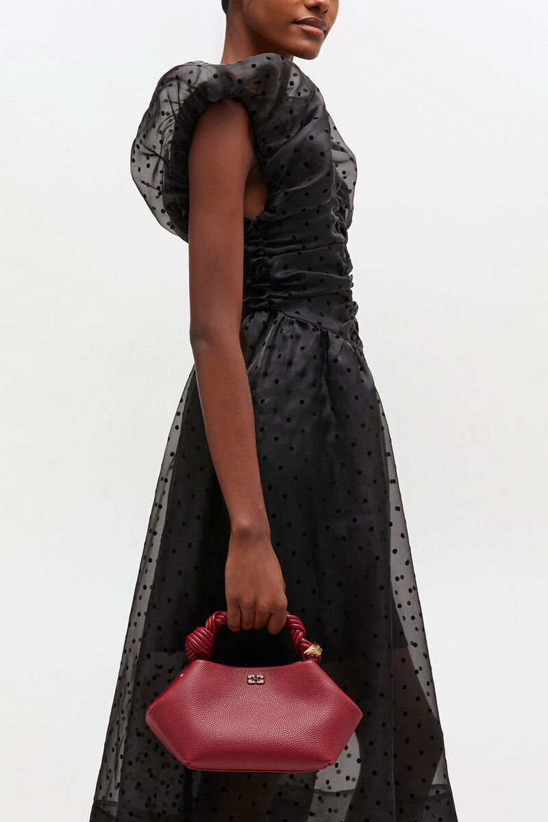 Red Grained Small Bou Bag, Recycled Polyester, in colour Red Dahlia - 1 - GANNI