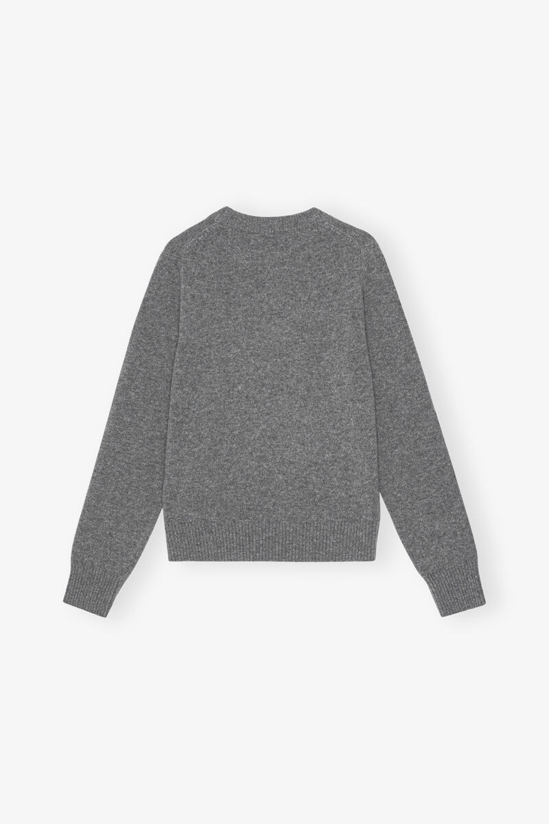 Grey Graphic Bunny tröja, Recycled Polyamide, in colour Frost Gray - 2 - GANNI