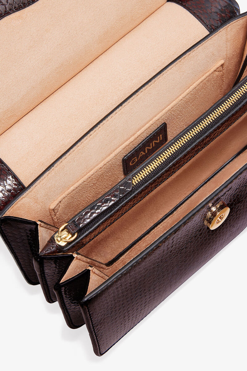 Burgundy Snake Small Apo-G Bag, Polyester, in colour Dark Burgundy - 3 - GANNI