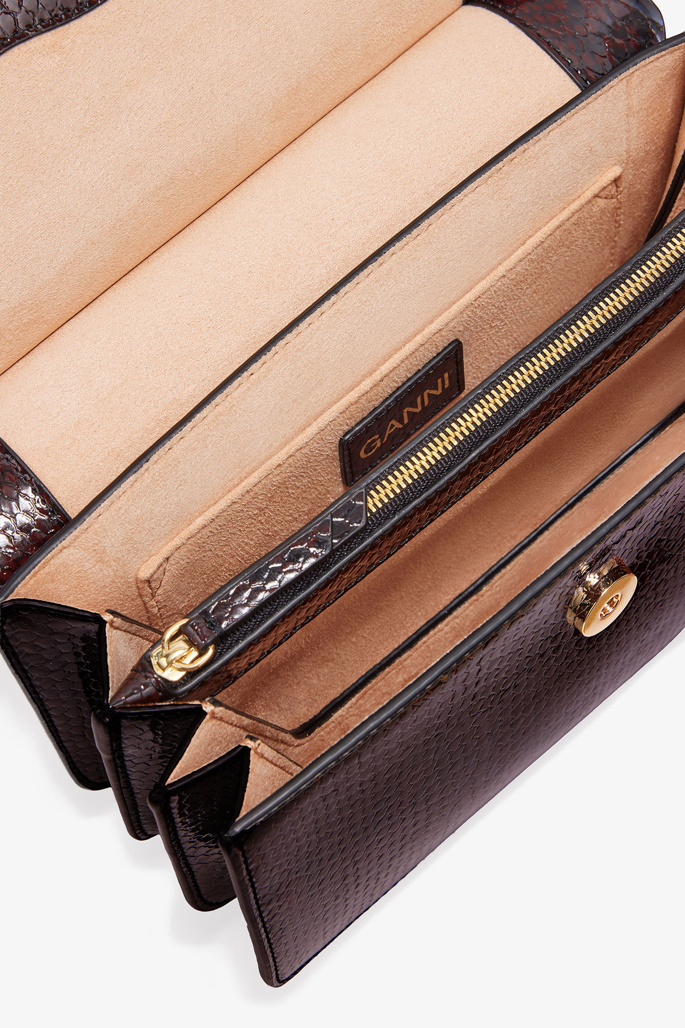 Burgundy Snake Small Apo-G Bag, Polyester, in colour Dark Burgundy - 3 - GANNI