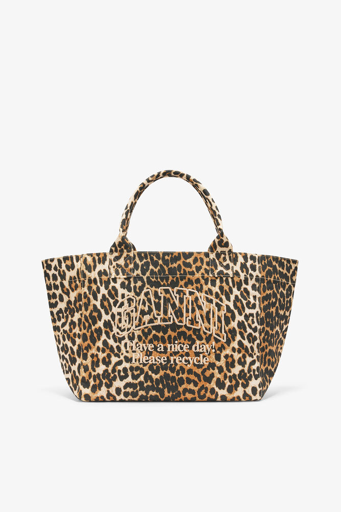 Leopard Medium Tote, Almond Milk