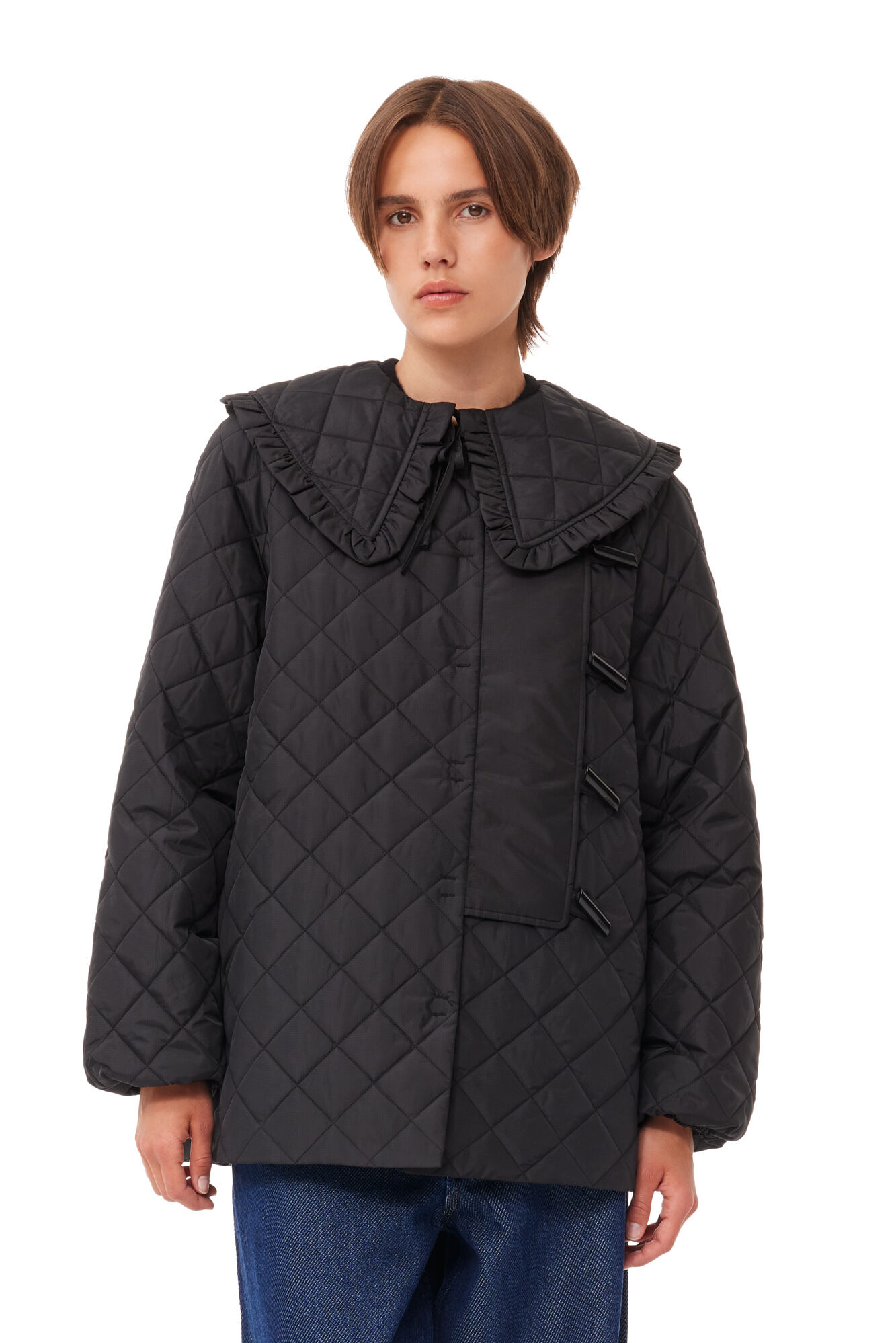Black Quilted Coat | GANNI CA