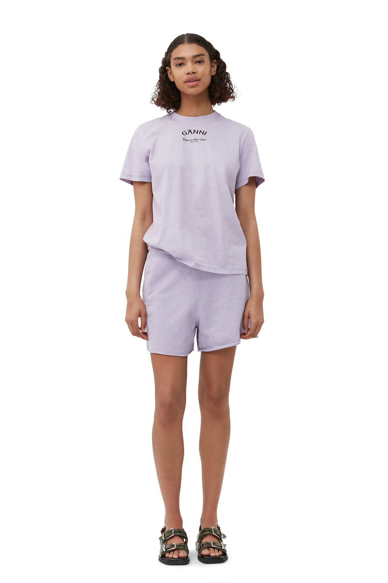 LIlac Relaxed O-neck T-shirt, Cotton, in colour Orchid Petal - 1 - GANNI