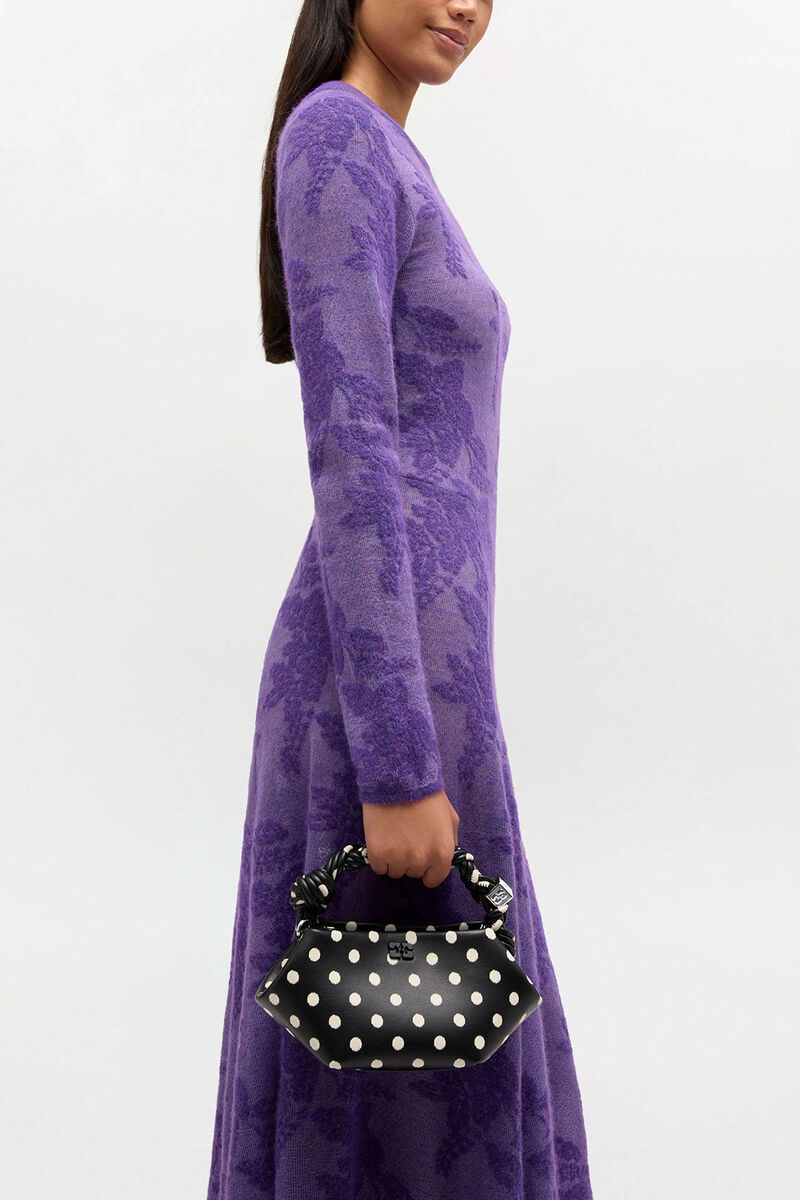 Polka-Dot Mini Bou Bag, Recycled Leather, in colour Black - 1 - GANNI