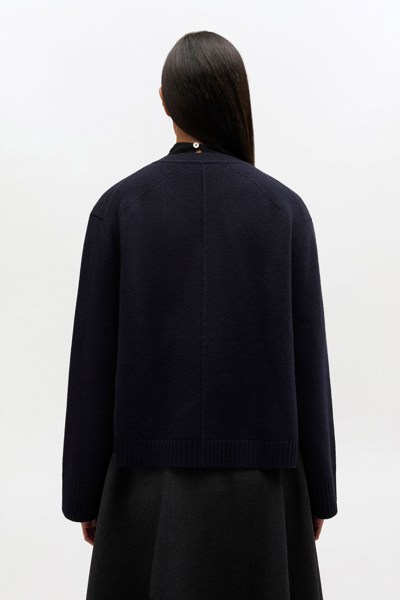 Classic Wool Cardigan, in colour Sky Captain - 3 - GANNI