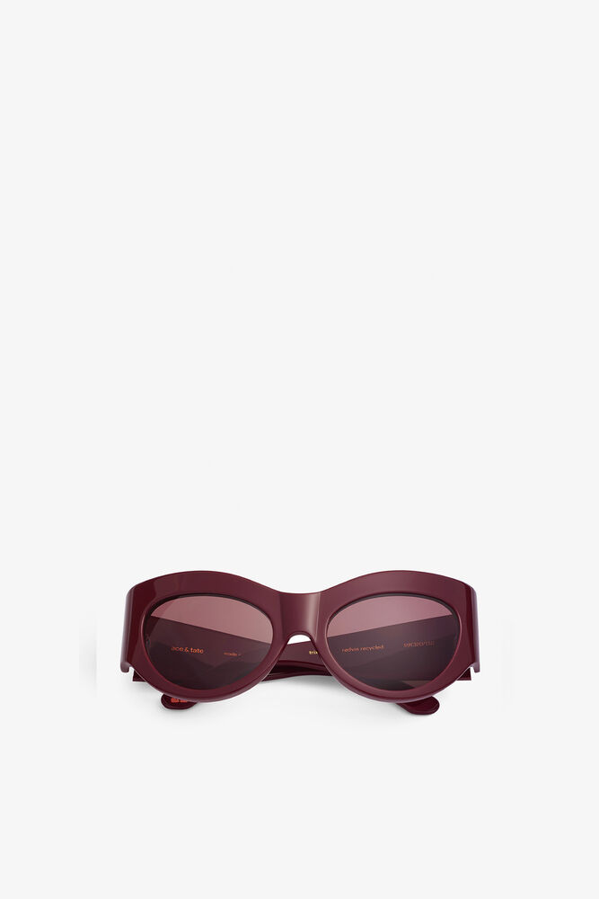 GANNI x Ace & Tate Trixie Sunglasses, Burgundy