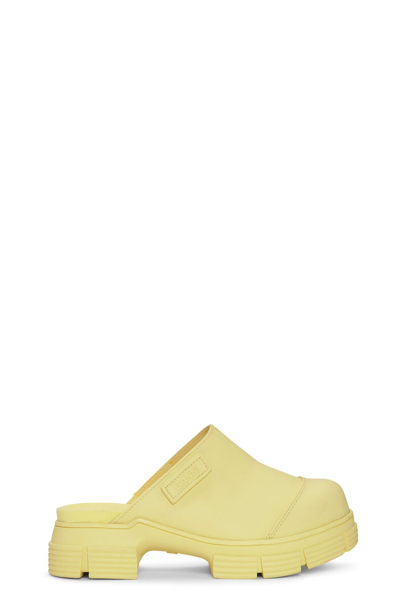 Recycled Rubber City Mules, Recycled rubber, in colour Pale Banana - 1 - GANNI
